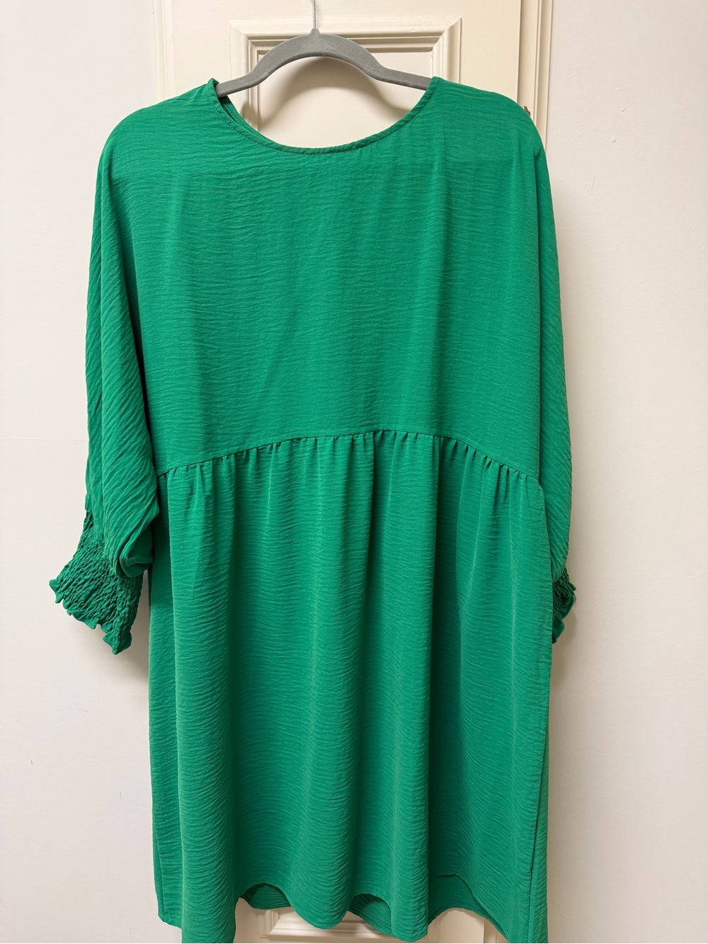 Green Textured Babydoll Dress